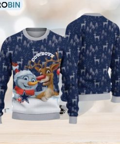 Dallas Cowboys Snowman Reindeer Ugly Christmas Sweater 3D Gift For Fans Dallas Cowboys Snowman Reindeer Ugly Christmas Sweater 3D Gift For Fans