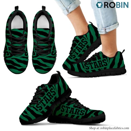 Dallas Stars Tiger Skin Stripes Pattern Printed Breathable Running Shoes