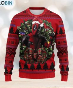 Deadpool Noel Mc Ironic Thanksgiving Women Mens Ugly Christmas Sweater Deadpool Noel Mc Ironic Thanksgiving Women Mens Ugly Christmas Sweater