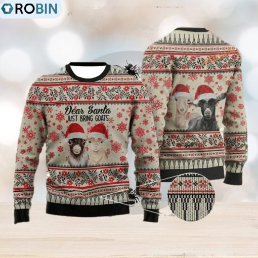 Dear Santa Just Bring Goats Ugly Christmas Sweater, Xmas Goat Sweater