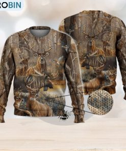 Deer Autumn Forest For Hunting Lovers 3D Full Print Ugly Sweater Christmas Gift Sweater