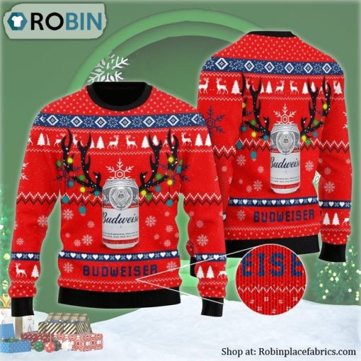 Deer Budweiser Ugly Christmas Sweater