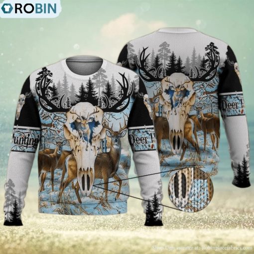 Deer Head Winter Forest 3D Full Print Ugly Sweater Christmas Gift Sweater