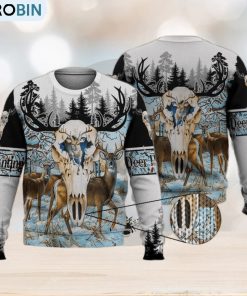 Deer Head Winter Forest 3D Full Print Ugly Sweater Christmas Gift Sweater