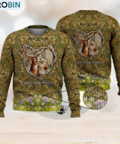 Deer Hunting I Love You Deerly 3D Full Print Ugly Sweater Christmas Gift Sweater