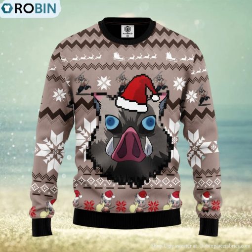 Demon Slayer Kimetsu No Yaiba Hashibira Inosuke Thanksgiving Women Mens Ugly Christmas Sweater