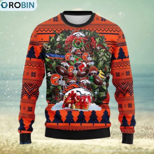 Denver Brocos Tree Ugly Christmas Fleece Sweater