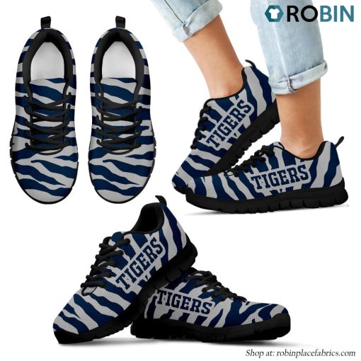 Detroit Tigers Tiger Skin Stripes Pattern Printed Breathable Running Shoes