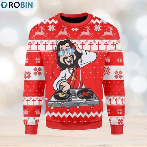 DJ Jesus Funny Party Ugly Christmas Sweater, Xmas Gift Men And Women