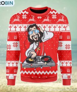 DJ Jesus Funny Party Ugly Christmas Sweater, Xmas Gift Men And Women