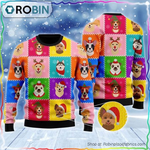 Dog Face Santa Christmas Ugly Sweater