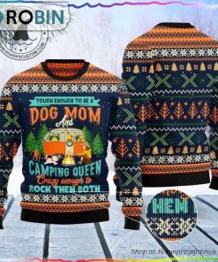 Dog Mom Camping Ugly Christmas Sweater Dog Mom Camping Ugly Christmas Sweater
