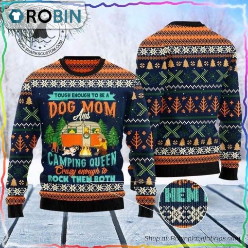 Dog Mom Camping Ugly Christmas Sweater