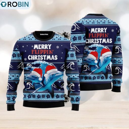 Dolphin Flippin’ Christmas Ugly Christmas Sweater Best Gift For Men And Women