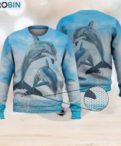 Dolphin Ocean Blue Sky 3D Full Print Ugly Sweater Christmas Gift Sweater