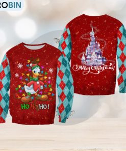 Donald Duck Pattern Xmas Red Blue Christmas Disney Cartoon Sweaters Matching Christmas Shirt For Family
