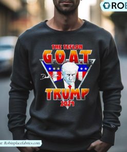 Donald Trump The Teflon Goat Trump 2024 American Flag Signature Vintage Art Design Shirt