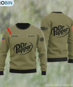 Dr Pepper Flag Military Personalized Green Christmas Sweater