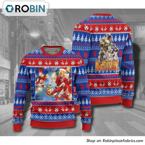 Dr Stone Members Anime 3D Printed Ugly Christmas Sweater
