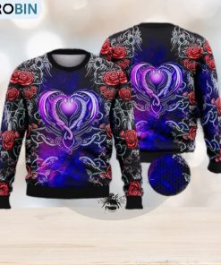 Dragon Love Roses Trending Shirts For Friends 3D Ugly Sweater Christmas Gift Sweater