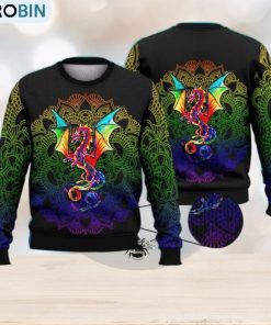 dragon rainbow trending shirts for friends 3d ugly sweater christmas gift sweater