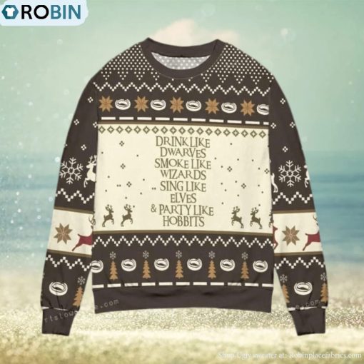 Drink Like Dwarves Smoke Like Wizards Ugly Sweater