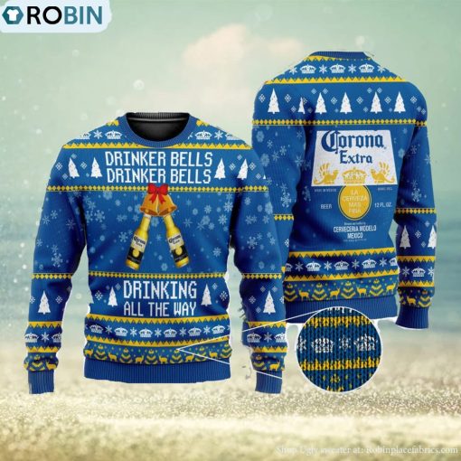 Drinker Bells Corona Extra Beer 3D All Over Printed Ugly Christmas Sweater Christmas Gift For Family