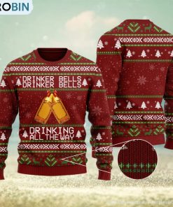 Drinker Bells Drinking All The Way Wine Lovers Ugly Christmas Sweater Christmas Gift