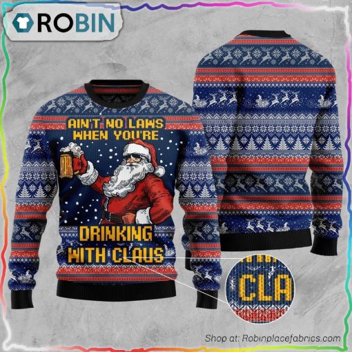 Drinking With Claus Ugly Christmas Sweater