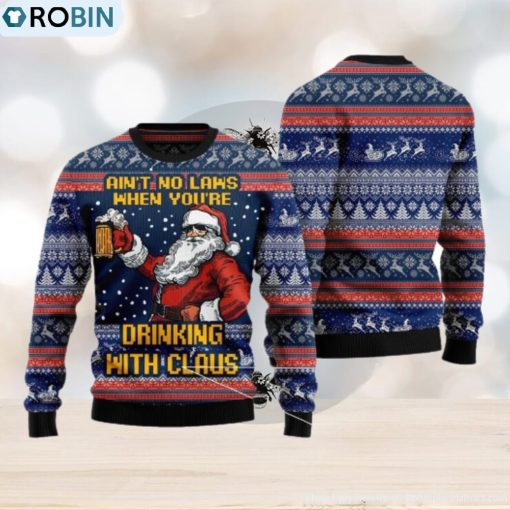 Drinking With Claus V1 Ugly Christmas Sweater For Men And Women