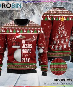 Drum In Jesus Ugly Christmas Sweater