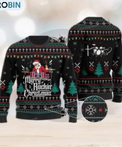 Drummer Santa Claus Merry Rockin Ugly Sweater