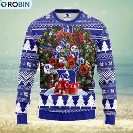 Duke Blue Devils Tree Ugly Christmas Fleece Sweater