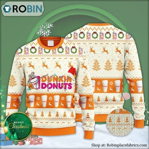 Dunkin’ Donuts Reindeer Snowy Night Ugly Christmas Sweater