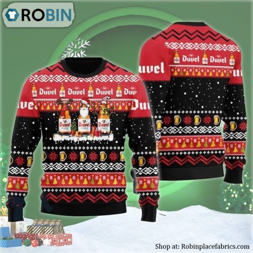 Duvel Beer Santa Reindeer Snowflake Ugly Christmas Sweater