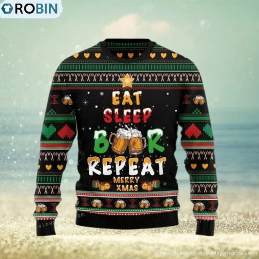 Eat Sleep Beer Ugly Sweater