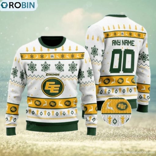 Edmonton Eskimos Personalized White Ugly Christmas Sweater