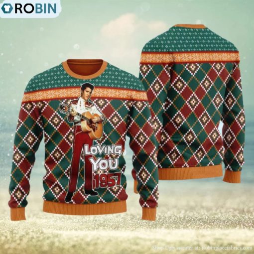 Elvis Presley Loving You 1957 Ugly Christmas Sweater 3D Gift Idea Christmas
