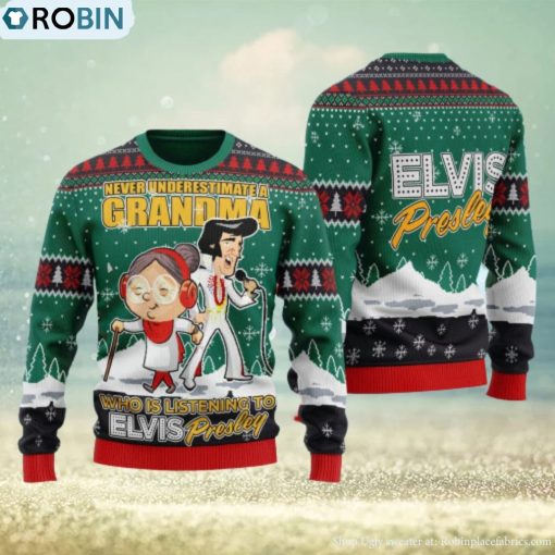 Elvis Presley With Grandma Ugly Christmas Sweater 3D Gift Idea Christmas