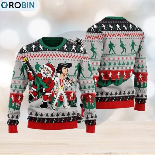 Elviss Presleyy With Santa Ugly Christmas Sweater 3D Gift Idea Christmas