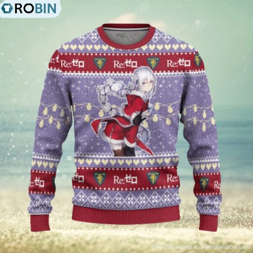 Emilia Anime Ugly Christmas Sweater Custom Re Zero Xmas Gift
