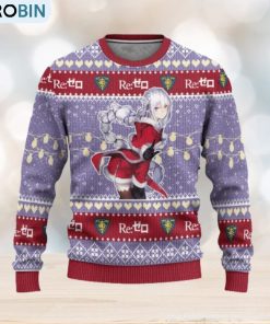 Emilia Anime Ugly Christmas Sweater Custom Re Zero Xmas Gift