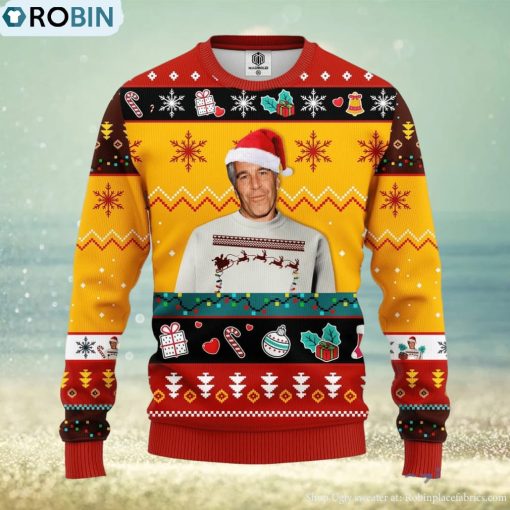 Epstein Ugly Christmas Sweater Red Yellow 1 Amazing Gift Men And Women Christmas Gift