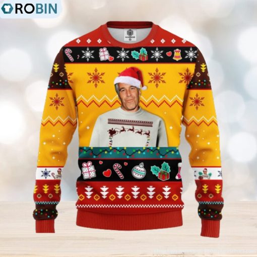 Epstein Ugly Christmas Sweater Red Yellow Ideas For Men Women