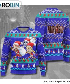 Fairy Tail Natsu X Lucy X Happy Anime Christmas Ugly Sweater