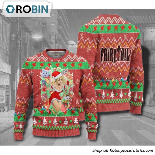 Fairy Tail Pink Anime 3D Printed Ugly Christmas Sweater