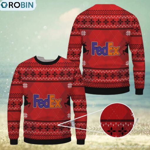 Fedex Red Pattern Merry Christmas Ugly Sweater