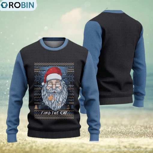 Find The Cat Ugly Christmas Sweater Knitted Gift For Men And Women