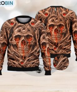 Fire Skull Full Print For Skull Lovers 3D Ugly Sweater Christmas Gift Sweater