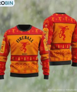 Fireball Red Hot Whiskey Christmas Ugly Sweater